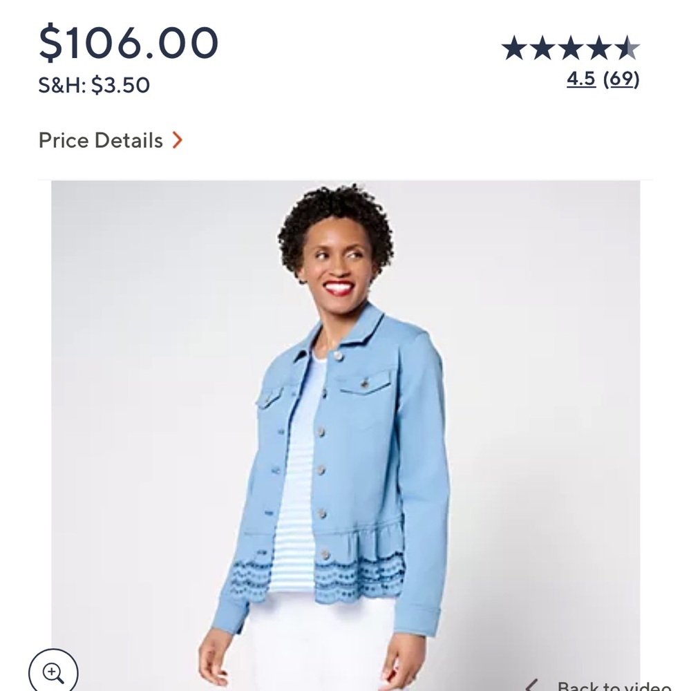 Brand new. Susan Graver blue jacket, large
